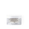 Clear glass jar of Hyvia Crème with a white lid, featuring "EPICUTIS" and "hyvia crème" in black text.
