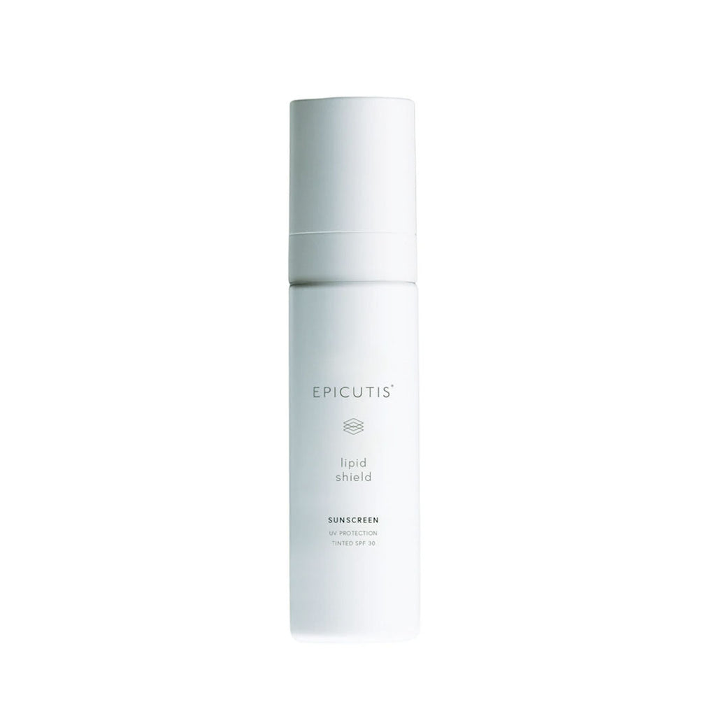 White Epicutis Lipid Shield SPF 30 sunscreen bottle with a pump dispenser.